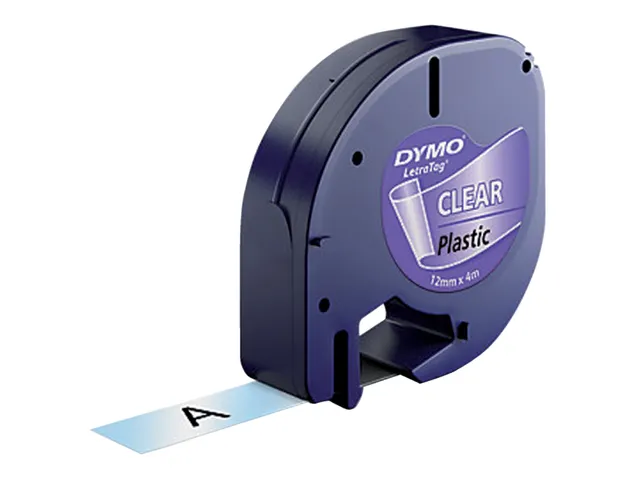 Lettertape Dymo 12267 Letratag 12mm Plastic Zwart Op Transparant