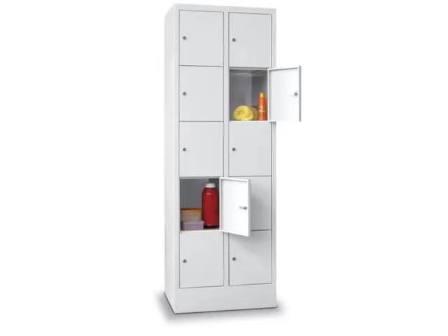 lockerkast,HxBxD 1850x600x500mm,2x5vakken,RAL7035,front RAL6011