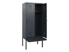 locker met bank,HxBxD 1950x800x815mm,2vak,vak B 400mm,draaigrendel