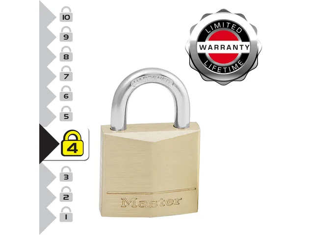 Hangslot MasterLock 130EURT 2 gelijksluitend messing 30mm