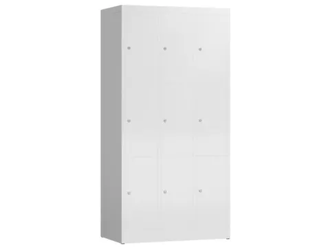 Lockerkast 1800x870x500mm 3x3 vakken cilinderslot, sokkel, RAL9003