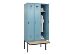 locker met bank,HxBxD 2120x900x815mm,3vak,vak B 300mm,draaigrendel