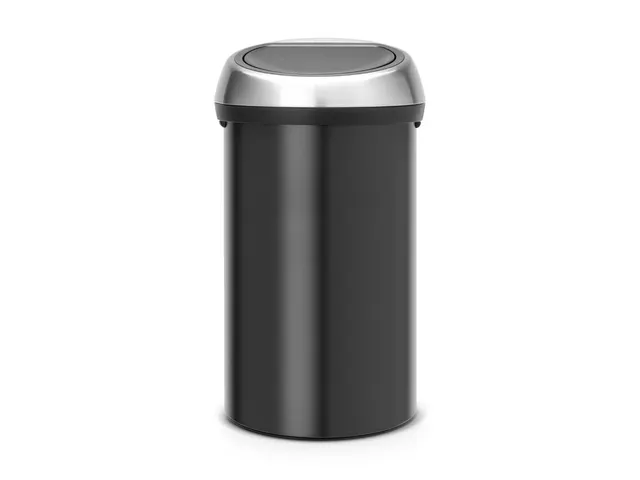 Afvalbak touch Bin 60 Liter Mat Zwart RVS
