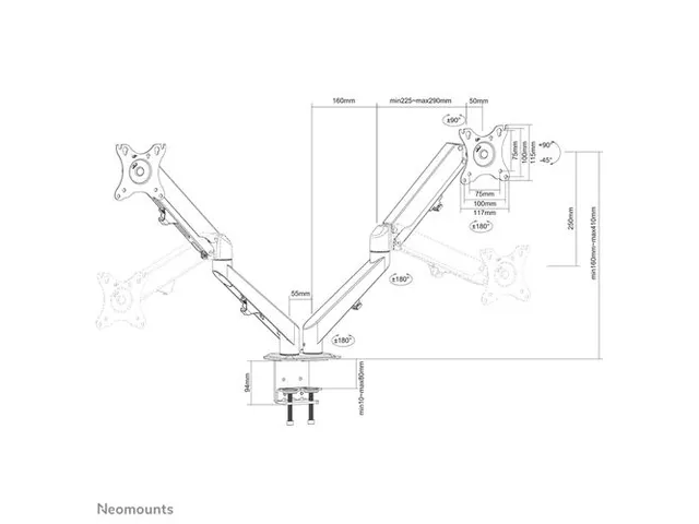 Monitorarm Full Motion 2 Schermen Tot 27 Inch Zwart DS70-700BL2