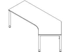 In hoogte verstelbaar hoekbureau 680-820x2370x1130mm wit alu