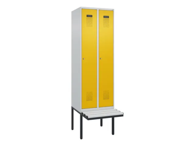 locker met bank,voor scheiding van kleding,HxBxD 2120x600x815mm,2vak