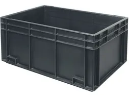 ESD-stapelbak,HxLxB 280x600x400mm,54l,PP,zwart,Wanden gesloten