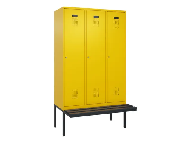 locker met bank,voor scheiding van kleding,HxBxD 2120x1200x815mm,3vak
