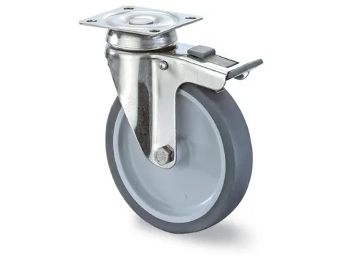 Zwenkrol Met Dubbele Rem Rvs Draagverm. 40Kg Dxb 50X18Mm Thermoplasten