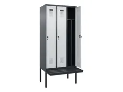 locker met bank,voor scheiding van kleding,HxBxD 2120x900x815mm,3vak