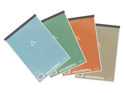 Schrijfblok Aurora A4 lijn 100 vellen 60gr assorti