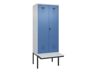 locker met bank,voor scheiding van kleding,HxBxD 2120x800x815mm,2vak - 2