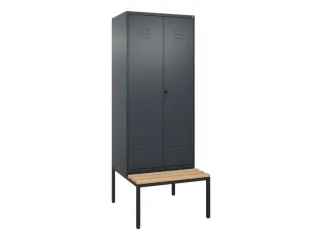 PBM-locker met bank,HxBxD 2120x800x815mm,2vak,vak B 400mm,draaigrendel - 1