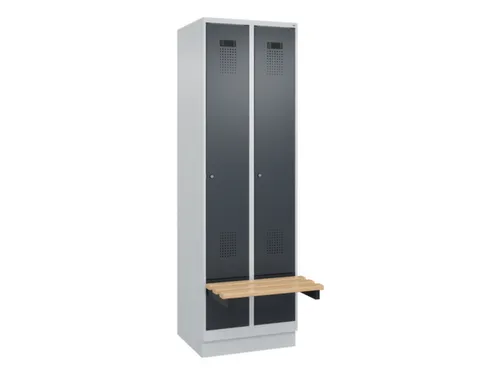 locker met bank,HxBxD 1950x600x815mm,2vak,vak B 300mm,cilinderslot