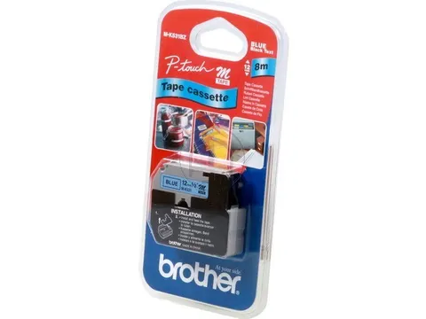 MK531BZ Brother P-touch 12mm blauw-zwart lettertape 8m non-laminated