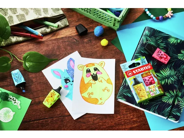 Markeerstift STABILO BOSS Animal Vibes mini assorti blister à 3 stuks