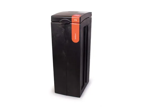 BonTon Original PD afvalbak 70 liter met dichte deksel zwart/rood