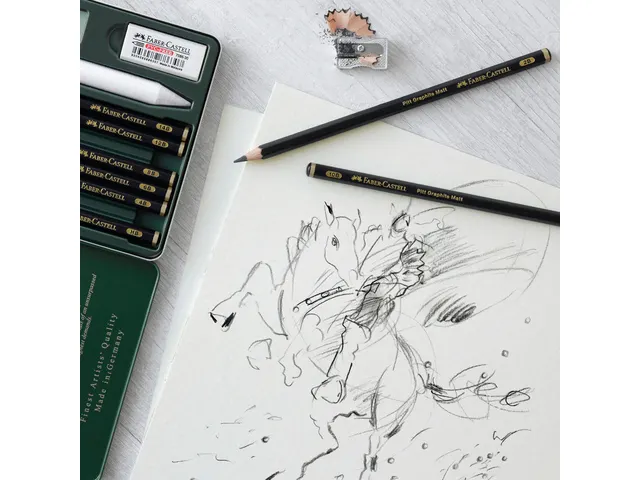 Crayon graphite Faber-Castell Pitt Mat 8pces. et 9000 8pces dans une b