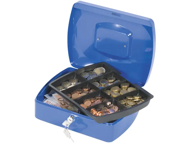 Geldkoffer Blauw 255x200x85mm Inclusief 2 Sleutels