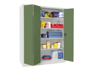 Ruime Vouwdeurkast 1950x1500x600mm 4legborden Ral7035 Front Ral6011 - 1