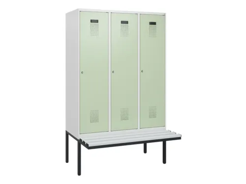 locker met bank,HxBxD 1950x1200x815mm,3vak,vak B 400mm,cilinderslot