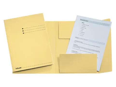 Dossiermap Esselte folio 3 kleppen manilla 275gr geel