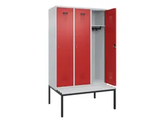 locker met bank,HxBxD 2120x1200x815mm,3vak,vak B 400mm,cilinderslot