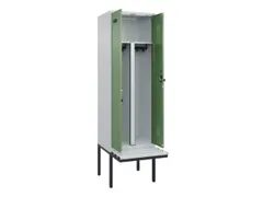 PBM-locker met bank,HxBxD 2120x600x815mm,2vak,vak B 300mm,draaigrendel