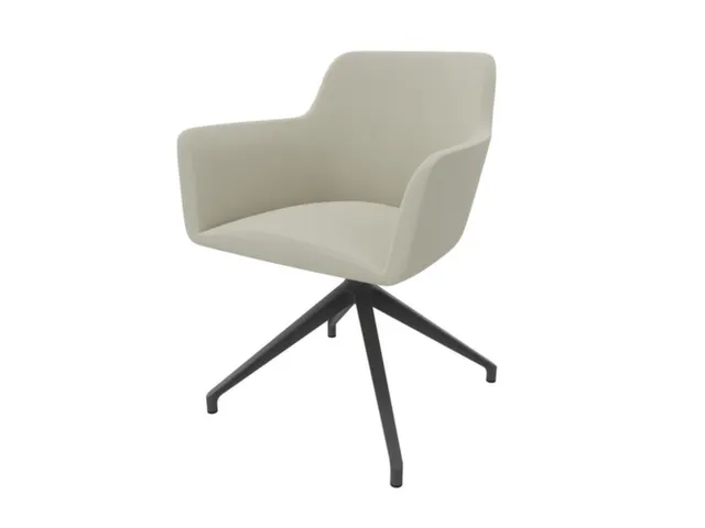 Bezoekersstoel Draaibaar Voetkruis Epoxypoedercoat Beige