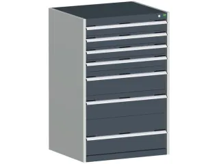 ladekast HxBxD 1200x800x750mm 7laden romp RAL7035 front RAL7016 - 1