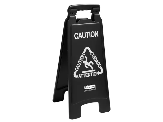 Tweezijdig Waarschuwingsbord Symbool Caution Wet Floor Zwart