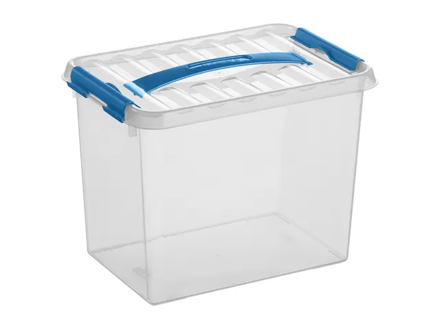 Boîte de rangement Q-line 9L bleu transparent - 30 x 20 x 22,3 cm