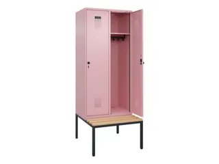 locker met bank,HxBxD 2120x800x815mm,2vak,vak B 400mm,draaigrendel - 2