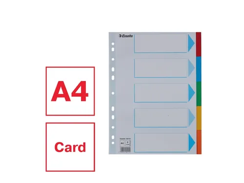 Tabbladen Esselte A4 11-Gaats Karton 5-Delig Met Voorblad Assorti