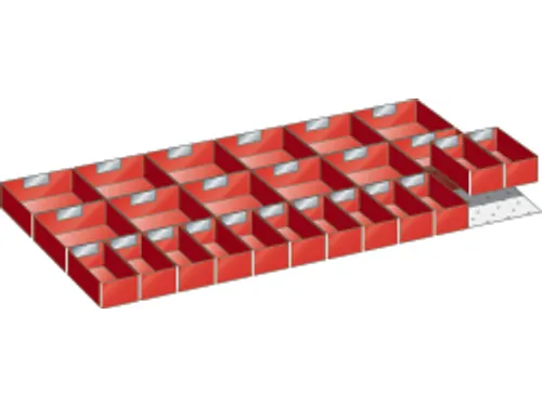 set inzetbakken,24bakken,v. front H 75mm lade 54x 27 E = 918x 459mm