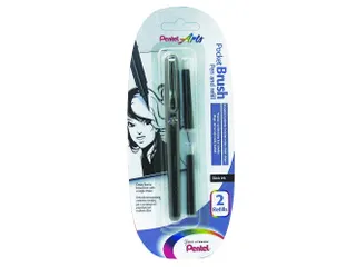 Pocketbrush Pentel XGFKP/FP10 zwart incl. 2 patronen - 1