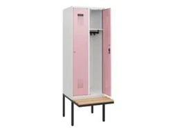 locker met bank,HxBxD 1950x600x815mm,2vak,vak B 300mm,cilinderslot