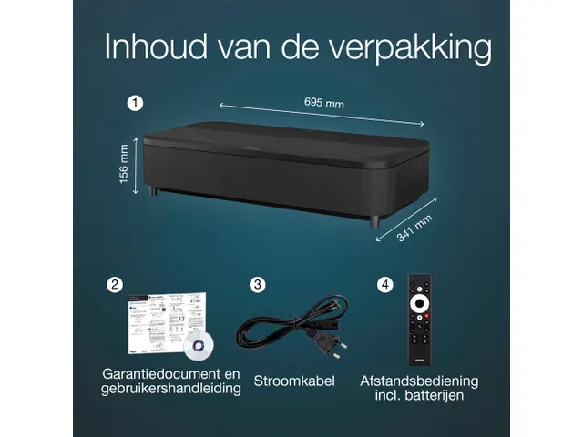 EH-LS800B 4K PRO-UHD smart laserprojector, 4000 lumen, scherm van maxi