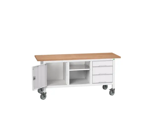 werkbank,HxBxD 830x1750x600mm,multiplexblad,uitrusting: 3laden,kast