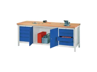 werkbank,HxBxD 900x2000x700mm,onderstel/romp RAL7035,front RAL5010 - 2
