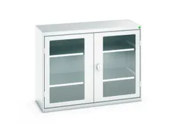 vitrinekast 1000x1300x550mm 2xStalen bodem romp RAL7035 front RAL7035
