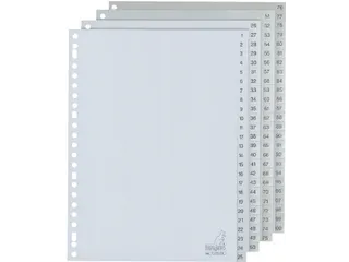Tabbladen Kangaro A4 23-Gaats G4100CM 1-100 Genummerd Grijs Pp - 1