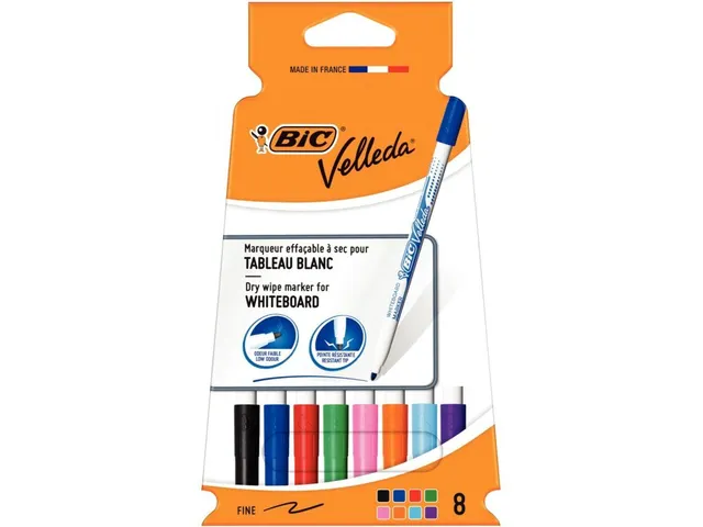 Whiteboardmarker Bic Velleda 1721 rond fijn 1.5mm assorti 8 stuks