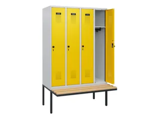 locker met bank,HxBxD 1950x1200x815mm,4vak,vak B 300mm,draaigrendel - 1