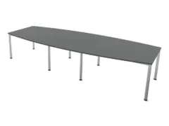 vergadertafel,HxBxD 740x3600x1400mm,vatvormig,MS-donkergrijs