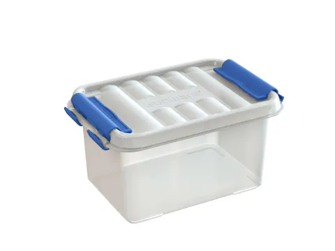 Boîte de rangement Q-line 0,4 L bleu transparent - 11,8 x 7,7 x 6,2 c