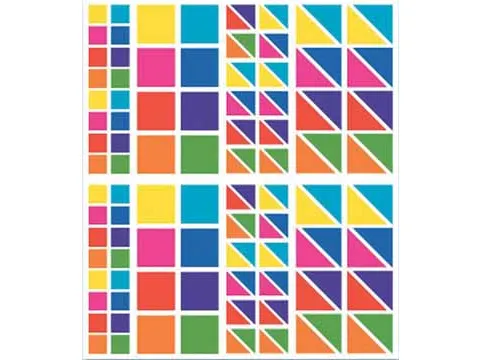 Stickers 256 Etiketten, Vierkanten En Driehoeken, Etui Van 2 Blad