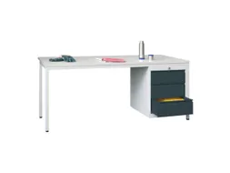 Werkplaatsbureau 1700x800x720mm 3laden Rechts Ral7035 Front Ral7016