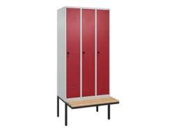 locker met bank,HxBxD 2120x900x815mm,3vak,vak B 300mm,draaigrendel