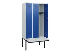locker met bank,HxBxD 1950x900x815mm,3vak,vak B 300mm,cilinderslot
